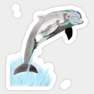 Dolphin Jumping Above the Waves- Teal Sticker